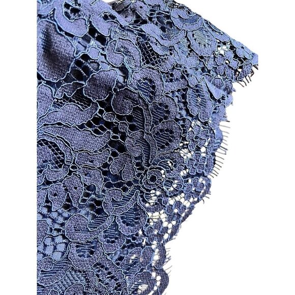 Floral Lace Wide Leg Pant M Blue Boho Hippie Indie Folk Western Classic Chic 80s - Picture 4 of 10